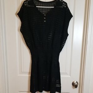 Black Crochet Dress Swimsuit Coverup Size Large
